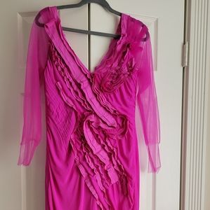 Jason Wu fushia long ruffle dress sz 4